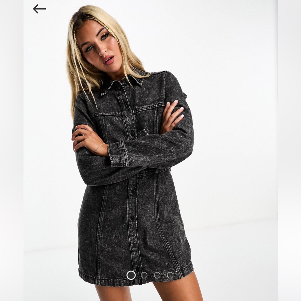 NWT ⭐️ ASOS Monki Denim Paneled Shirt Dress in Washed Black